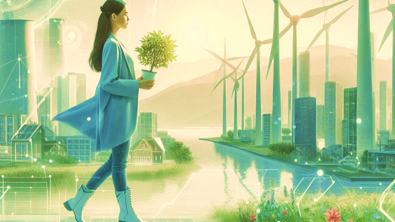 Girl with a plant